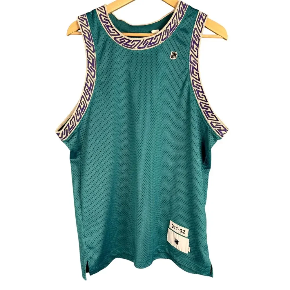 Undefeated Teal Green Aztec Men's Medium Basketball Mesh Jersey Streetwear